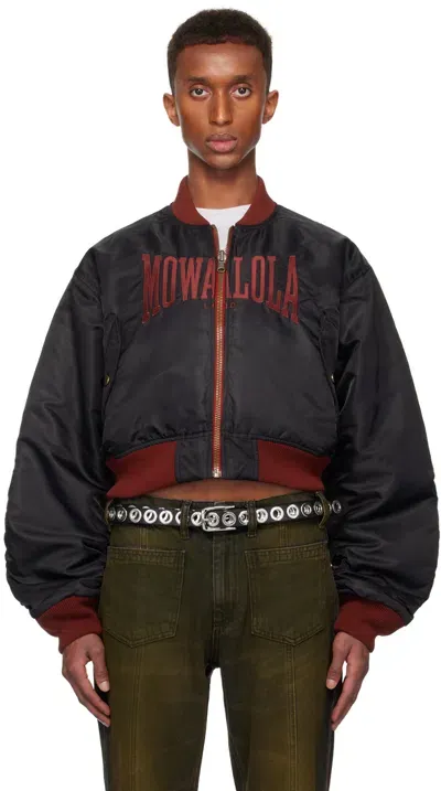 Mowalola Black Tyson Reversible Bomber Jacket In Black/ Red