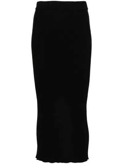 Mrz Ribbed-knit Midi Skirt In Black