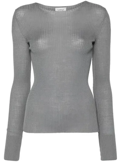 Mrz Ribbed-knit Top In Grey