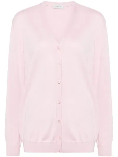 Mrz Virgin Wool Cardigan In Pink