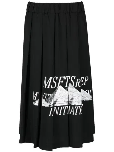 Msftsrep Logo-print Pleated Skirt In Black