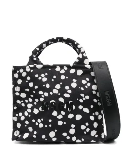 Msgm Abstract-print Tote Bag In Black