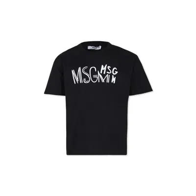 Msgm Kids' Black T-shirt For Boy With Logo