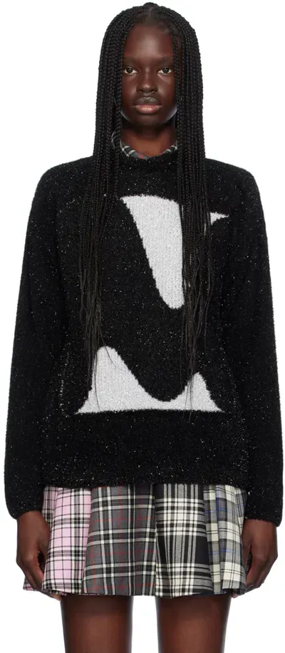 Msgm Black 'themwave' Sweater In 99 Black