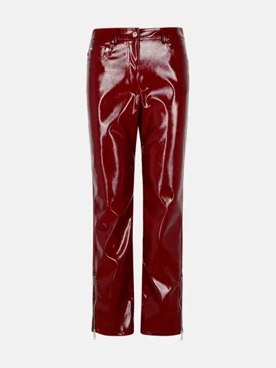 Msgm Burgundy Polyester Pants In Bordeaux