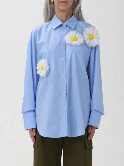 Msgm Camicia Light Blue Light Blue In Black