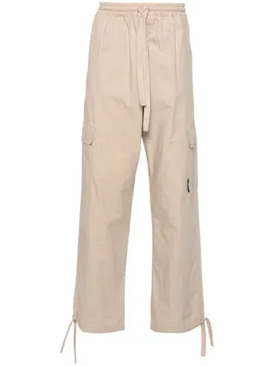 Msgm Straight-leg Cotton Cargo Trousers In Brown