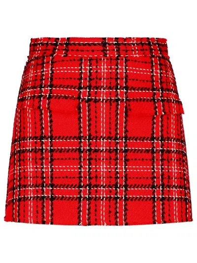 Msgm 'check' Red Cotton Blend Shorts