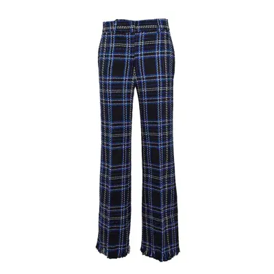 Msgm Checked Fringed Edge Trousers In Multi