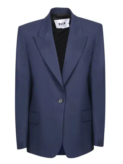 Msgm Blue Fresh Wool Jacket In Green