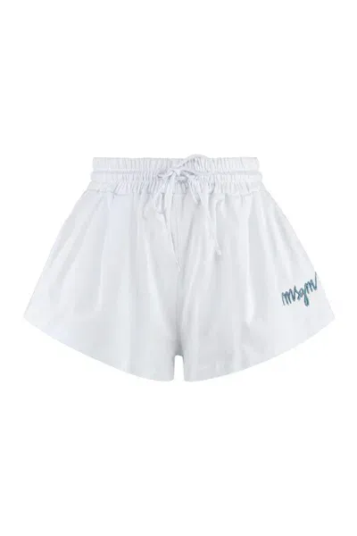 Msgm Cotton Shorts In White