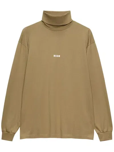 Msgm Cotton T-shirt In Brown