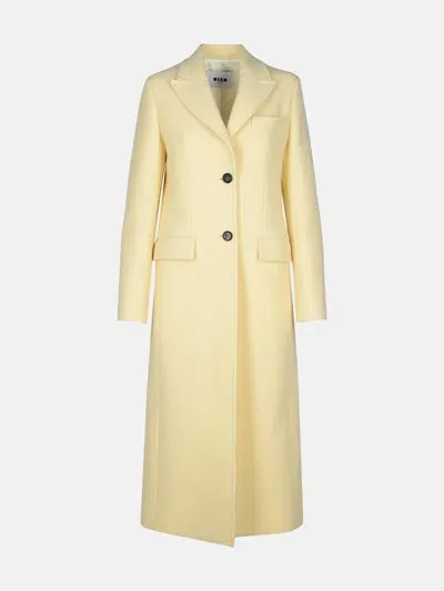 Msgm Cream Virgin Wool Coat