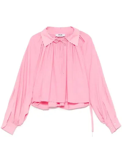 Msgm Crepe-de-chine Blouse In Pink