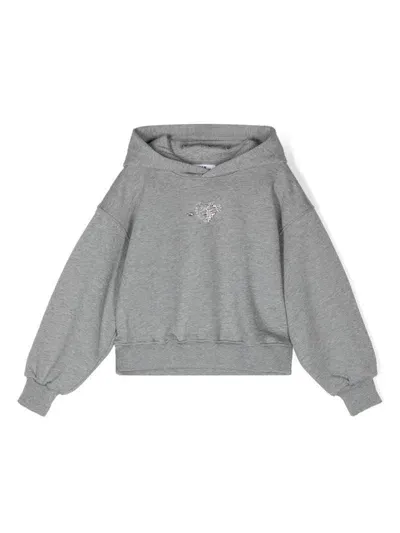 Msgm Kids' Crystal-embellished Hoodie In Grey