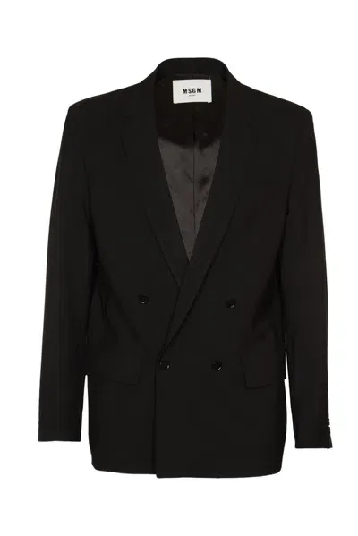 Msgm Double-breasted Formal Dinner Jacket In Black