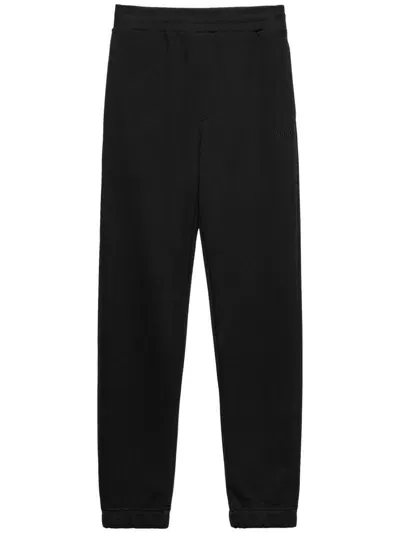 Msgm Embroidered-logo Cotton Track Pants In Black