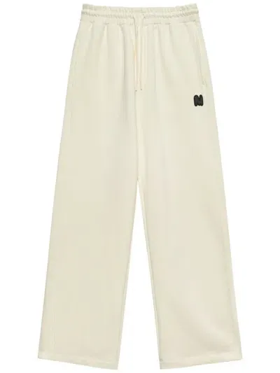 Msgm Embroidered-logo Cotton Track Pants In White