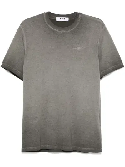 Msgm Faded-effect T-shirt In Grey