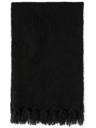 Msgm Frayed Knit Scarf In Black