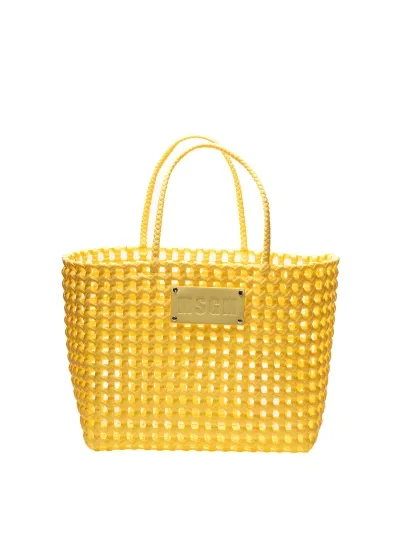 Msgm Gm Mesh Bag In Yellow