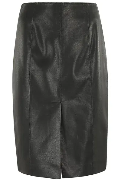 Msgm Faux Leather Midi Skirt In Black