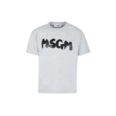 Msgm Grey T-shirt For Kids With Logo