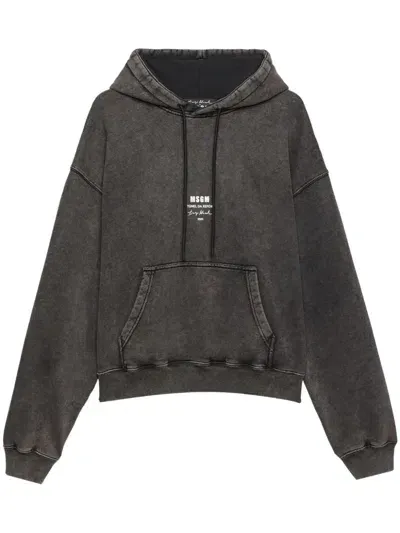 Msgm Helmet Print Drawstring Hoodie In 灰色