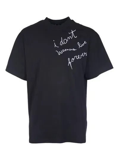 Msgm I Don T Wanna Live Forever T-shirt In Black