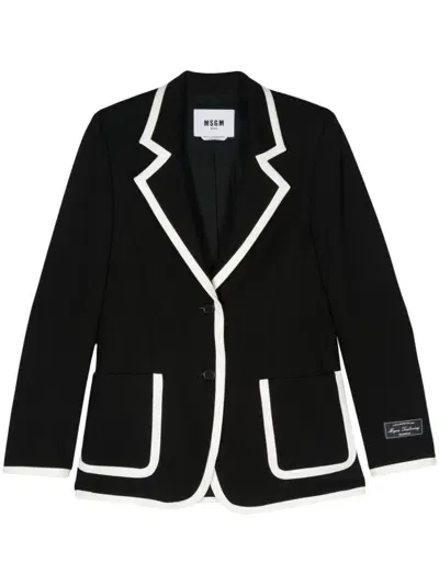 Msgm Jersey Blazer In 黑色