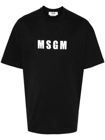 Msgm T-shirt In Jersey Logo Impact In Black