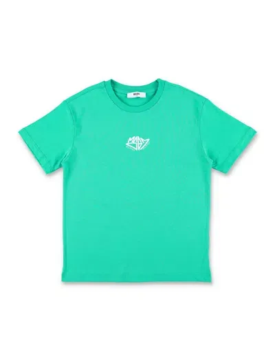 Msgm Kids' Logo-print T-shirt In Green