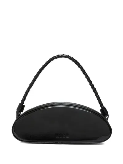 Msgm Logo-debossed Leather Tote Bag In Black