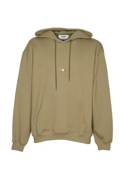 Msgm Logo Detail Ribbed Hoodie In Dark Grey