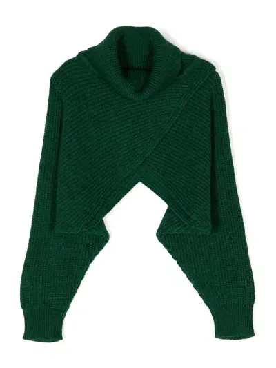 Msgm Logo-patch Asymmetric Jumper In 绿色