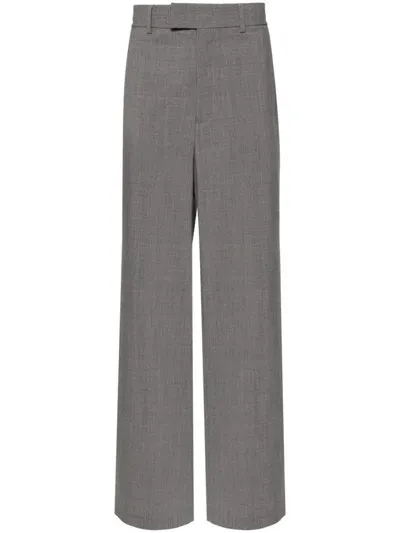 Msgm Logo-patch Trousers In Grey