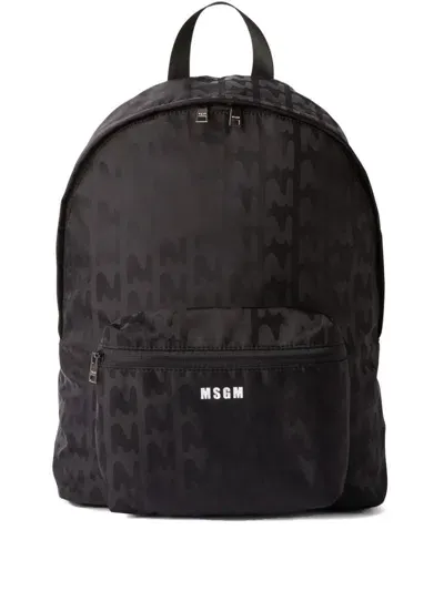 Msgm Logo-print Backpack In Black