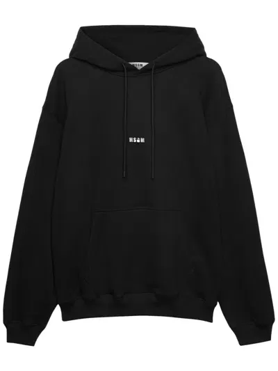 Msgm Logo-print Cotton Hoodie In Schwarz