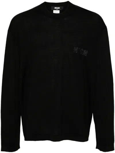 Msgm Logo-print Sweater In Black