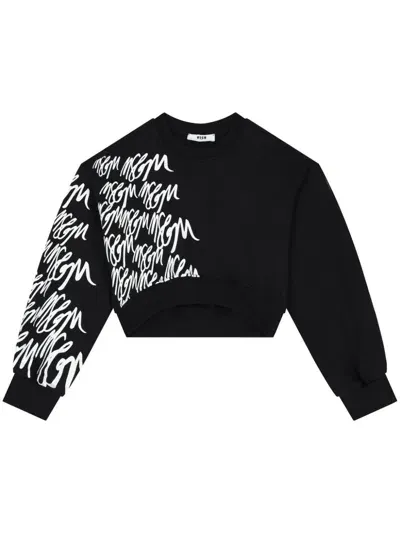 Msgm Kids' Logo-print Sweatshirt In Black