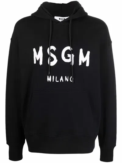 Msgm Logo Print Sweatshirt Clothing In Black