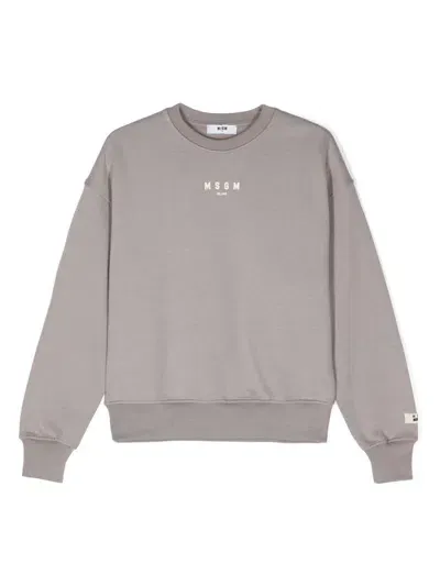 Msgm Kids' Logo-print Sweatshirt In Grey