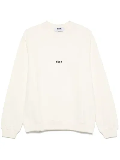 Msgm Logo-print Sweatshirt In Neutrals