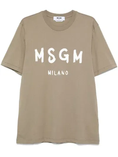 Msgm Logo-print T-shirt In Green