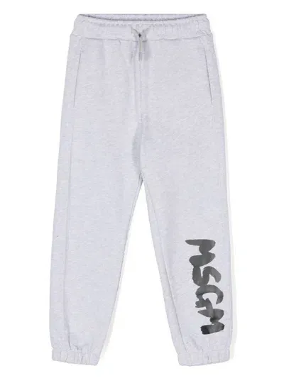 Msgm Kids' Logo-print Track Pants In Grey