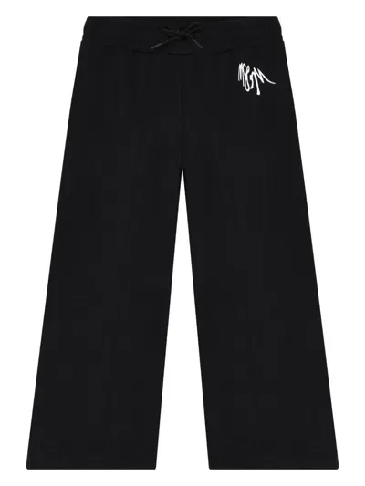 Msgm Kids' Logo-print Trousers In Black