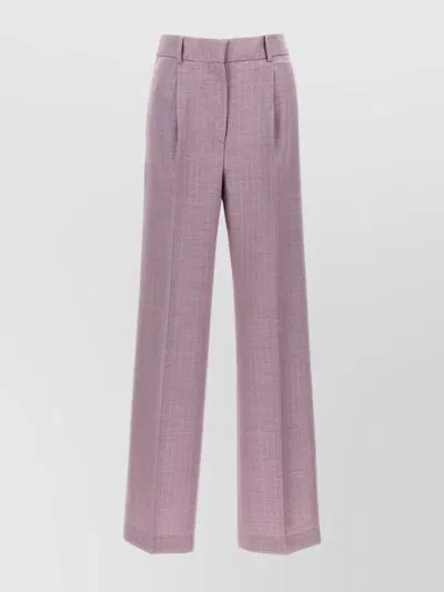 Msgm Shiny Pinstriped Wide-leg Trousers In Light Purple