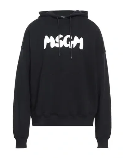 Msgm Man Sweatshirt Black Size Xl Cotton In Schwarz