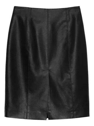 Msgm Midi Skirt With Slit Clothing In Black