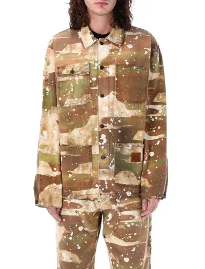 Msgm Dripping Camo Shirt Jacket In Brown